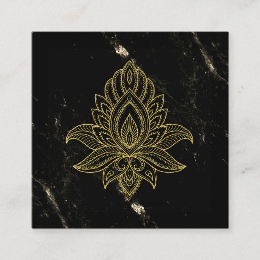 Carte De Visite Carré ~ Sacred Hamsa Gold Marbre Noir Abstrait (Devant)