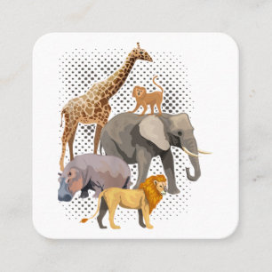 Carte De Visite Carré Safari Squad Africain Safari Animaux Drôle Zoo Ani