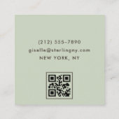 Carte De Visite Carré Sage Green Gold Foil Luxury QR Code minimum (Dos)