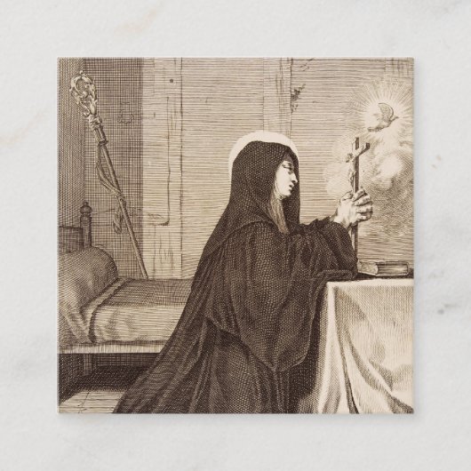 Carte De Visite Carré Saint Scholastica Patroness of school (Devant)