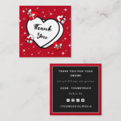 Carte De Visite Carré Saint Valentin Merci Rouge Super Sparkly Love (Devant / Derrière)