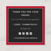 Carte De Visite Carré Saint Valentin Merci Rouge Super Sparkly Love (Dos)