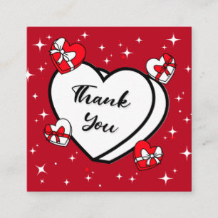 Carte De Visite Carré Saint Valentin Merci Rouge Super Sparkly Love