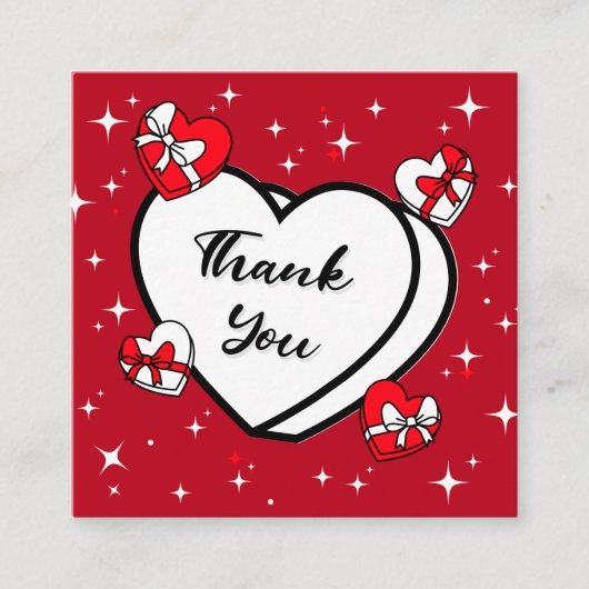 Carte De Visite Carré Saint Valentin Merci Rouge Super Sparkly Love (Devant)