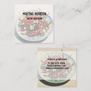 Carte De Visite Carré Salade de poivrons chauds