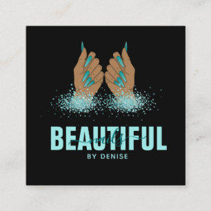 Carte De Visite Carré salon à ongles femme main holographe nails technic