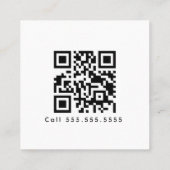 Carte De Visite Carré Salon Barber Business Logo Script Code barre (Dos)