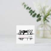 Carte De Visite Carré Salon Barbier Entreprise Logo Script Code-Barres (Debout devant)