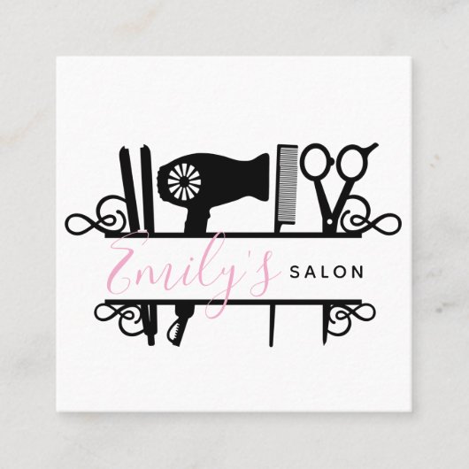 Carte De Visite Carré Salon Barbier Entreprise Logo Script Code-Barres (Devant)