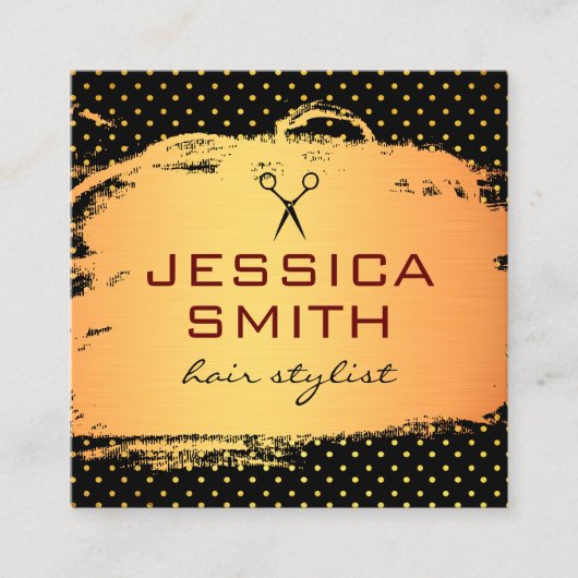 Carte De Visite Carré Salon brossé Polka Dot Or (Devant)