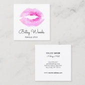 Carte De Visite Carré Salon d'artiste de maquillage rose simple (Devant / Derrière)