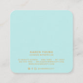 Carte De Visite Carré Salon de beauté doré moderne maquillage bleu turqu (Dos)