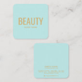 Carte De Visite Carré Salon de beauté doré moderne maquillage bleu turqu (Devant / Derrière)