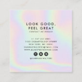 Carte De Visite Carré Salon de beauté moderne holographique couleur arc- (Dos)