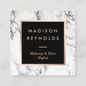 Carte De Visite Carré Salon de beauté moderne Marbre blanc (Devant)