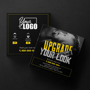 Carte De Visite Carré Salon de coiffure Bold & Modern Coiffeur pour homm