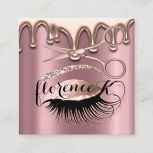 Carte De Visite Carré Salon de coiffure Brows Eyelash Ciseaux