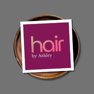 Carte De Visite Carré Salon de coiffure moderne minimaliste Rose rouge g