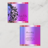 Carte De Visite Carré Salon de coiffure professionnel Lash violet rose (Devant / Derrière)