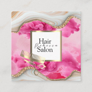 Carte De Visite Carré Salon de coiffure Typographie colorée Coiffeur mod