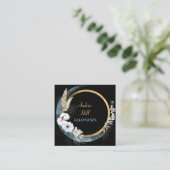 Carte De Visite Carré salon de fleurs moderne et élégant & spa avec code (Debout devant)