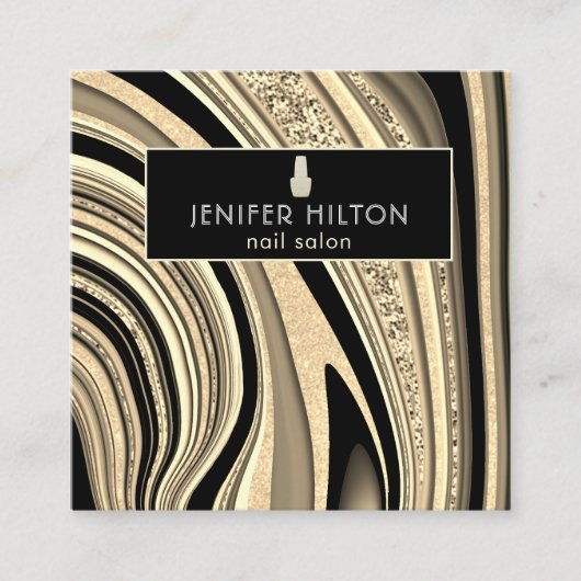 Carte De Visite Carré Salon de l'ongle géode géode or contemporain (Devant)