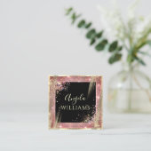 Carte De Visite Carré Salon de maquillage unique QR Code Black Rose Gold (Debout devant)