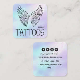 Carte De Visite Carré Salon de tatouage Celestial Wings Holographique
