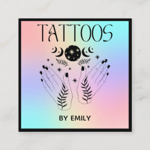 Carte De Visite Carré Salon de tatouage Holographique mystique