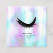 Carte De Visite Carré Salon Eyelashes Moderne Beauté Faux Holographie (Dos)