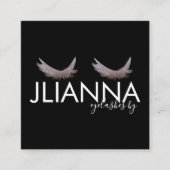 Carte De Visite Carré Salon Faux Parties scintillant Eyelashes Noir Blan (Devant)