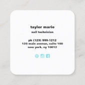Carte De Visite Carré Salon Nail Manicuriste Moderne Rétro (Dos)
