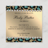Carte De Visite Carré Salon Parties scintillant Leopard Turquoise (Devant)