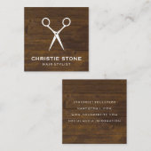 Carte De Visite Carré Salon Shears Bois rustique (Devant / Derrière)