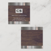 Carte De Visite Carré Salon Shears Rustique Bois Metal Trier (Devant / Derrière)