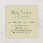 Carte De Visite Carré Sandpiper Bird Beach Location côtière (Dos)