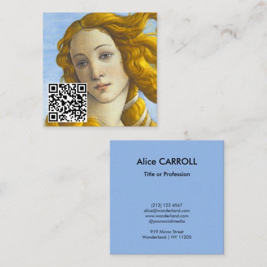 Carte De Visite Carré Sandro Botticelli - Naissance de Vénus - Code QR (Devant / Derrière)
