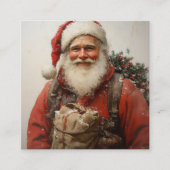 Carte De Visite Carré Santa Claus classique Un art de Noël plein de coeu (Devant)