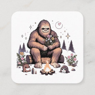 Carte De Visite Carré Sasquatch tenant des fleurs