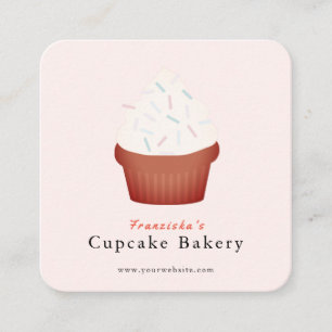 Carte De Visite Carré Saupoudrer Cupcake Pink Bakery Carré Carte de visi