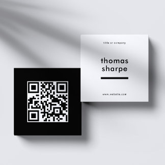 Carte De Visite Carré Sauvegarde de code QR moderne et minimale