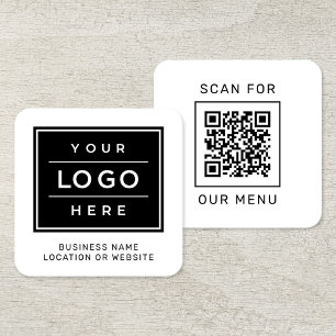 Carte De Visite Carré Scan For Our Menu Custom QR Code and Logo