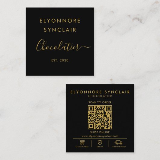 Carte De Visite Carré Scannez pour commander Code Qr (Devant / Derrière)