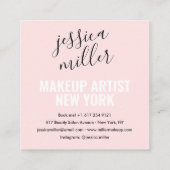 Carte De Visite Carré Scénario signature moderne artiste maquillage rose (Dos)