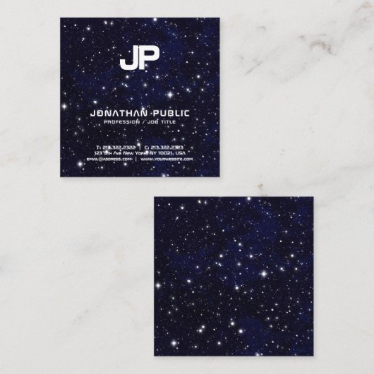 Carte De Visite Carré Science Physique Univers de l'espace Monogramme Pl (Devant / Derrière)
