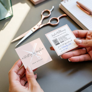 Carte De Visite Carré Scisseuse rose vif moderne styliste