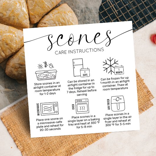 Carte De Visite Carré Scones Instructions Moderne Minimal Logo Boulanger