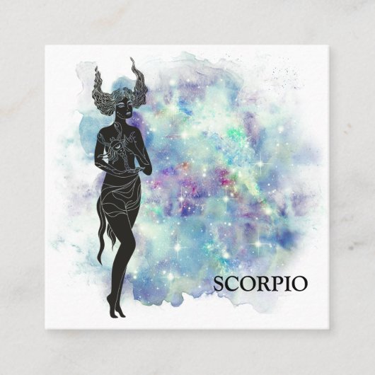 Carte De Visite Carré *~* SCORPIO Zodiac Astrologie Lectures Turquoise + (Devant)