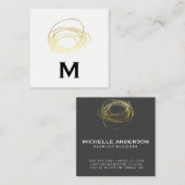 Carte De Visite Carré Scribble or / Monogramme (Devant / Derrière)