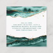 Carte De Visite Carré Script Agate Turquoise Monogramme Parties scintill (Dos)
